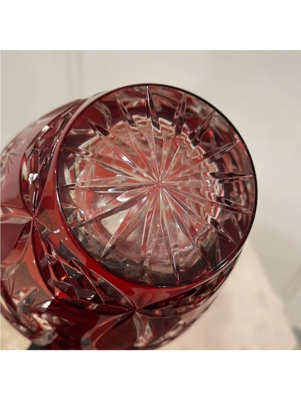 Avitra Red Cut Crystal Decorative Vase - Classic Home Accent